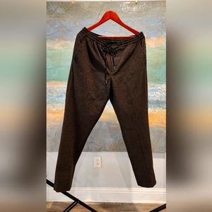 Slim Solid Gray Wool-Blend Modern Tech Drawstring Dress Pant Large